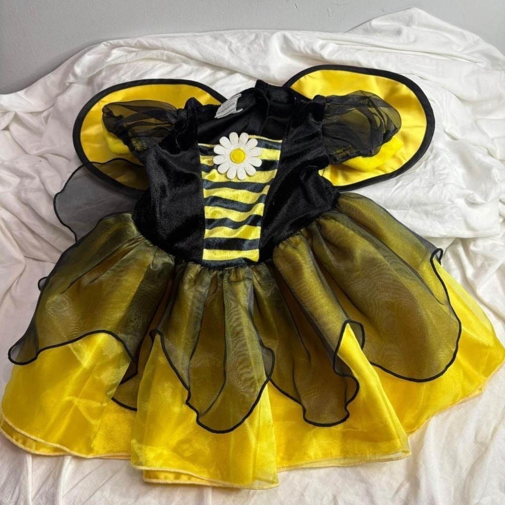 Adorable Baby Girl Bumble Bee Costume Dress Wings Daisy Flowers Halloween